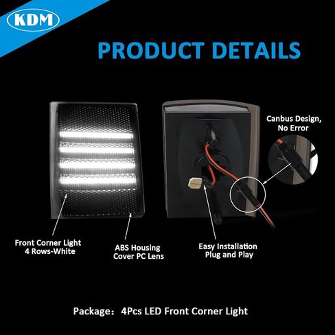 kdm led المصد الأمامي الزاوية الجانب ماركر ضوء يصلح لشيفي سيلفرادو c10 c/k 1500 2500 3500 بليزر سوبربان تاهو 1994-1998 شاحنة بيك اب، مصباح إشارة الزاوية عدسة مدخنة العنبر الساطع، 4pack in Kuwait