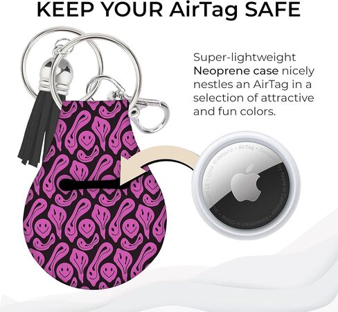 William Morris Inspired Colorful Floral Neoprene AirTag Case Keychain - Compatible with Apple AirTag for Easy GPS Tracking, Secure Key Ring & Clip Design in Saudi Arabia