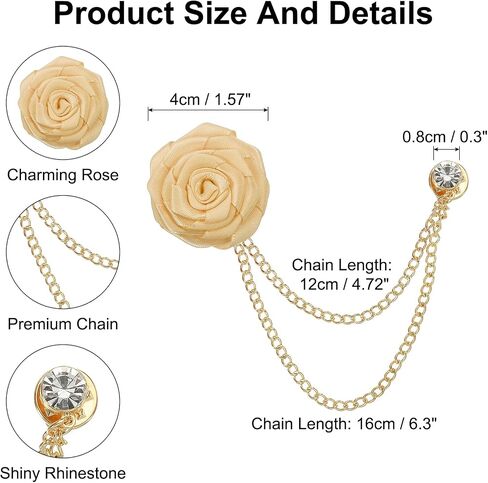 Meccanixity Wedding Brouches Bridegroom Rose Flower Brooch Pin for Men Cloth Art Handmade Badge Tassel Cain in Saudi Arabia