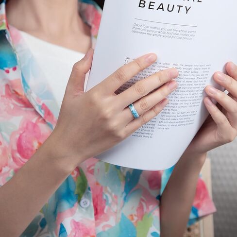 Egnaro Women's Silicone Statement Rings, 5.2mm Wide 2mm Thick Rubber Printed Floral Wedding Bands For Her Size 4-12 in Kuwait