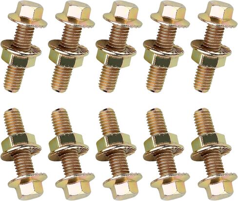 10 PCS hexagonal hex head screwbly ، m8 metr metric sentrated flange set ، bollts head read mifould bolts ، Universal for معظم السيارات والشاحنات وسيارات الدفع الرباعي (الذهب) in Saudi Arabia