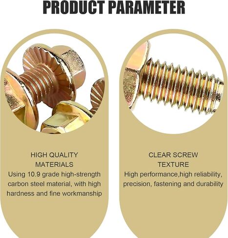 10 PCS hexagonal hex head screwbly ، m8 metr metric sentrated flange set ، bollts head read mifould bolts ، Universal for معظم السيارات والشاحنات وسيارات الدفع الرباعي (الذهب) in Saudi Arabia