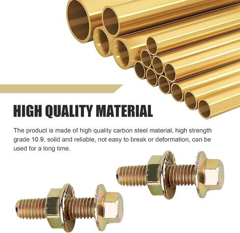 10 PCS hexagonal hex head screwbly ، m8 metr metric sentrated flange set ، bollts head read mifould bolts ، Universal for معظم السيارات والشاحنات وسيارات الدفع الرباعي (الذهب) in Saudi Arabia