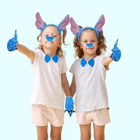 Honic 5 PCS ALIEN DOG COSTUME ASCESORIES مجموعة بما في ذلك الكلب الأزرق أذن رأس القفازات الذيل الذيل ربطة عنق لباس هالوين فستان تنكري لوازم in Saudi Arabia