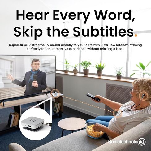 SuperEar Rechargeable Personal Sound Amplifier - 50dB Amplifier with Headphones, Earbuds and Tactile 3 Tone Frequency - Hearing Amplifiers for Seniors, Adults and Audiologists - Model SE9000HP (PSAP) in Saudi Arabia