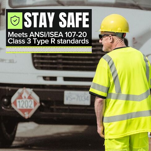 Pioneer Hi Vis Shirt للرجال والنساء - تي شيرت أمان من الفئة 3 من الفئة 3 مع شريط عاكس - البناء ، الطريق in Saudi Arabia