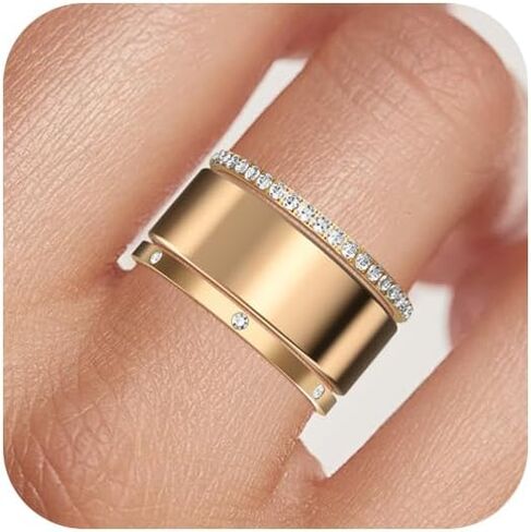 2-Pack 14K Gold Plated Stacking Rings for Oura Ring Gen 4/Oura Ring Gen 3, Cubic Zirconia Simulated Diamond Stack Rings for Women in Kuwait