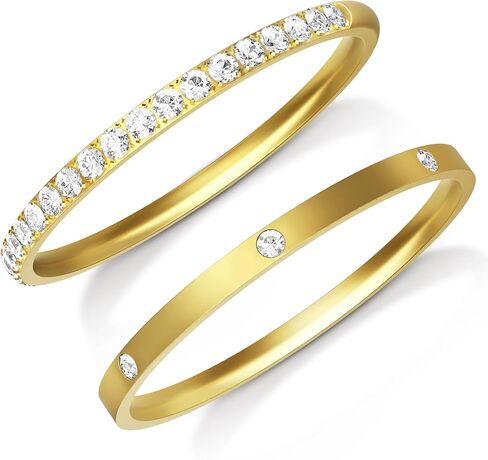 2-Pack 14K Gold Plated Stacking Rings for Oura Ring Gen 4/Oura Ring Gen 3, Cubic Zirconia Simulated Diamond Stack Rings for Women in Kuwait