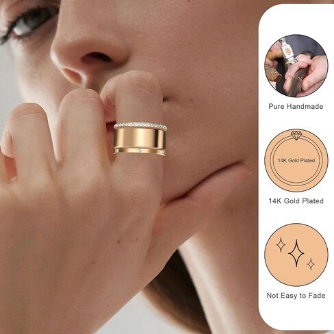 2-Pack 14K Gold Plated Stacking Rings for Oura Ring Gen 4/Oura Ring Gen 3, Cubic Zirconia Simulated Diamond Stack Rings for Women in Kuwait