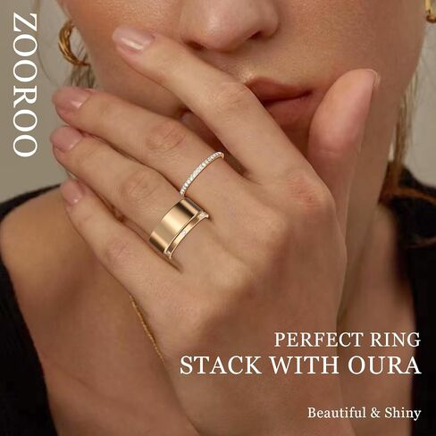 2-Pack 14K Gold Plated Stacking Rings for Oura Ring Gen 4/Oura Ring Gen 3, Cubic Zirconia Simulated Diamond Stack Rings for Women in Kuwait