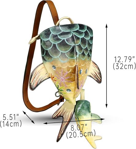 Genuine Leather Sling Bag for Women and Men Backpack Purse Handmade Cute Whale Shark Shape Shoulder Crossbody Backpack (Multicolor) in Saudi Arabia