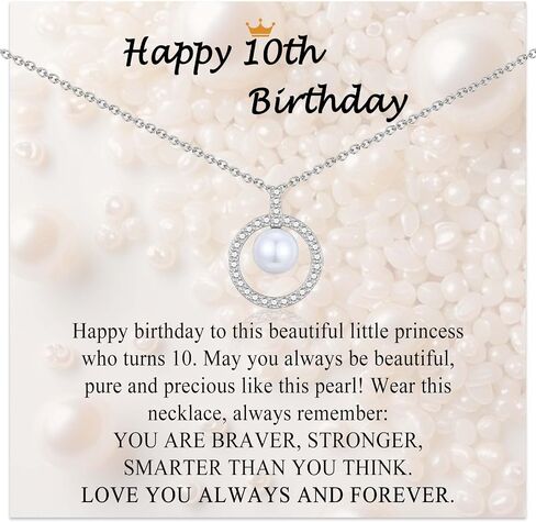 7-18 Year Old Girl Birthday Gifts, Pearl Necklace Happy Birthday Gifts for Girls Teens Daughter Granddaughter Sister Niece Friend as Birthday Decorations with Birthday Card in Kuwait