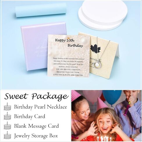 7-18 Year Old Girl Birthday Gifts, Pearl Necklace Happy Birthday Gifts for Girls Teens Daughter Granddaughter Sister Niece Friend as Birthday Decorations with Birthday Card in Kuwait