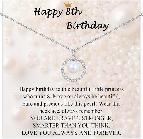 7-18 Year Old Girl Birthday Gifts, Pearl Necklace Happy Birthday Gifts for Girls Teens Daughter Granddaughter Sister Niece Friend as Birthday Decorations with Birthday Card in Kuwait