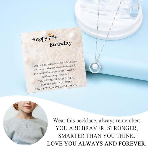 7-18 سنة هدايا عيد ميلاد فتاة ، قلادة لؤلؤة هدايا عيد ميلاد سعيد للفتيات المراهقات ابنة حفيدة أخت أخت صديقها كزخارف عيد ميلاد مع بطاقة عيد ميلاد in Kuwait