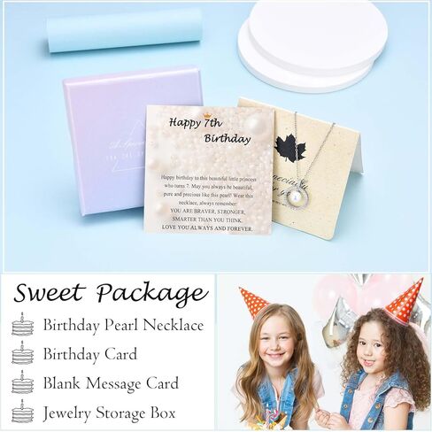7-18 سنة هدايا عيد ميلاد فتاة ، قلادة لؤلؤة هدايا عيد ميلاد سعيد للفتيات المراهقات ابنة حفيدة أخت أخت صديقها كزخارف عيد ميلاد مع بطاقة عيد ميلاد in Kuwait