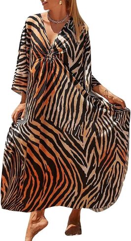 Bsubseach Womens Animal Print Kaftan Dresses Plus Size Caftans Swimwear Coverups 2025 Summer Bathing Suit Maxi Beach Dress in Saudi Arabia