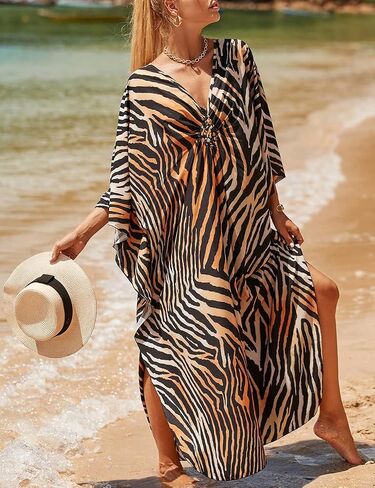 Bsubseach Womens Animal Print Kaftan Dresses Plus Size Caftans Swimwear Coverups 2025 Summer Bathing Suit Maxi Beach Dress in Saudi Arabia