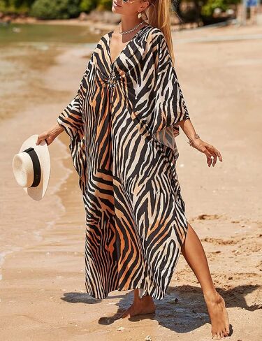 Bsubseach Womens Animal Print Kaftan Dresses Plus Size Caftans Swimwear Coverups 2025 Summer Bathing Suit Maxi Beach Dress in Saudi Arabia