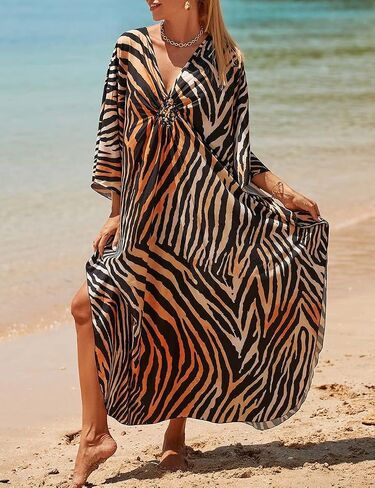 Bsubseach Womens Animal Print Kaftan Dresses Plus Size Caftans Swimwear Coverups 2025 Summer Bathing Suit Maxi Beach Dress in Saudi Arabia