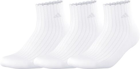 adidas Sport Fashion 3-Pack Quarter Ruffle Ankle Sock for Women Low Cut in Saudi Arabia