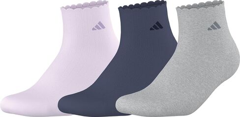 adidas Sport Fashion 3-Pack Quarter Ruffle Ankle Sock for Women Low Cut in Saudi Arabia