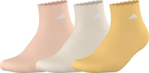 adidas Sport Fashion 3-Pack Quarter Ruffle Ankle Sock for Women Low Cut in Saudi Arabia
