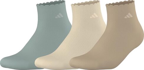 adidas Sport Fashion 3-Pack Quarter Ruffle Ankle Sock for Women Low Cut in Saudi Arabia