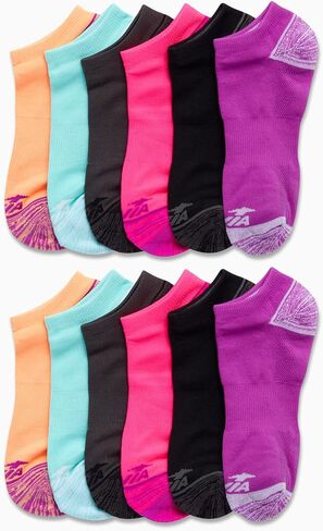 Avia Women's Low Cut Socks - 12 Pack Performance Cushion Comfort No Show Socks - Breathable Athletic Socks for Women (4-9), Size 4-9, Bright Assorted in Saudi Arabia