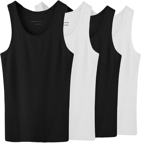 Glory Max 3-6 Pack Men 100% Cotton Ribbed Plain Tank Tops Wife Beater A-Shirts Undershirts in Saudi Arabia