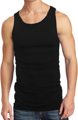 Glory Max 3-6 Pack Men 100% Cotton Ribbed Plain Tank Tops Wife Beater A-Shirts Undershirts in Saudi Arabia