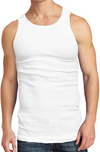 Glory Max 3-6 Pack Men 100% Cotton Ribbed Plain Tank Tops Wife Beater A-Shirts Undershirts in Saudi Arabia