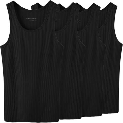 Glory Max 3-6 Pack Men 100% Cotton Ribbed Plain Tank Tops Wife Beater A-Shirts Undershirts in Saudi Arabia