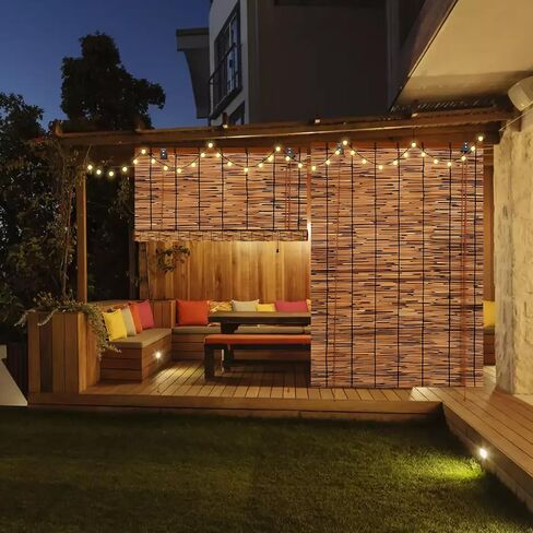 2 Pack Bamboo Reed Roll-Up Blind Shades for Windows, 47" W x 71" H Bamboo Shade Outdoor Patio, Natural Reed Roller Shutters for Porch Pergola Partition Decoration Privacy Retro Curtains in Saudi Arabia