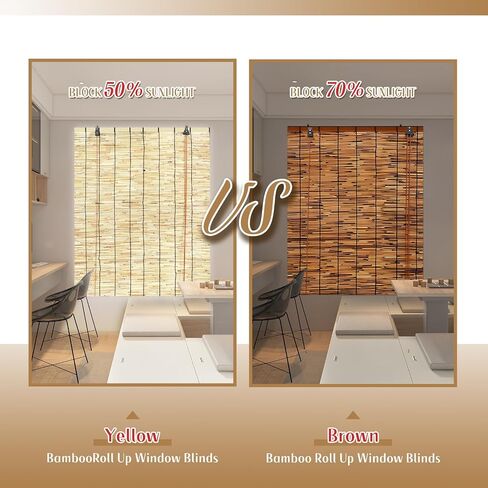2 Pack Bamboo Reed Roll-Up Blind Shades for Windows, 47" W x 71" H Bamboo Shade Outdoor Patio, Natural Reed Roller Shutters for Porch Pergola Partition Decoration Privacy Retro Curtains in Saudi Arabia