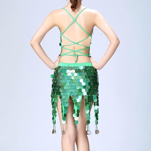 Iwemek Women Sequin Tassel Dance Dance Dress Tango Salsa Rumba Ballroom Caseume Coot Cocktail Party Flagper Dress in Kuwait
