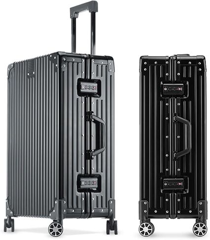 YYW Full Aluminum Carry On Suitcase, 100% All Aluminum Alloy Cabin Luggage Hard Shell,Airline Approved Carry On Suitcase with TSA Locks (Black, 20-Inch) in Saudi Arabia