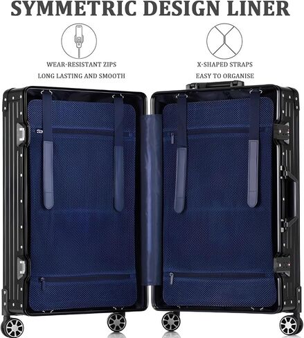 YYW Full Aluminum Carry On Suitcase, 100% All Aluminum Alloy Cabin Luggage Hard Shell,Airline Approved Carry On Suitcase with TSA Locks (Black, 20-Inch) in Saudi Arabia