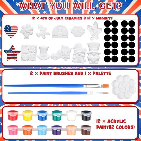 Sinmoe 12 Sets Farm Animals Arts and Crafts Set Paint Your Own Ceramic Figurines Painting Kit Unpainted DIY Ceramic Figurines with 12 Magnet 2 Brushes and 1 Palette Ceramic Painting Kit for Adults in Saudi Arabia