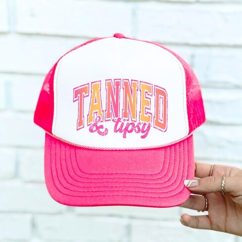 Tan & Tipsy Summer Trucker Hat for Women Foam Front Classic 5 Panel Mesh Snapback in Saudi Arabia