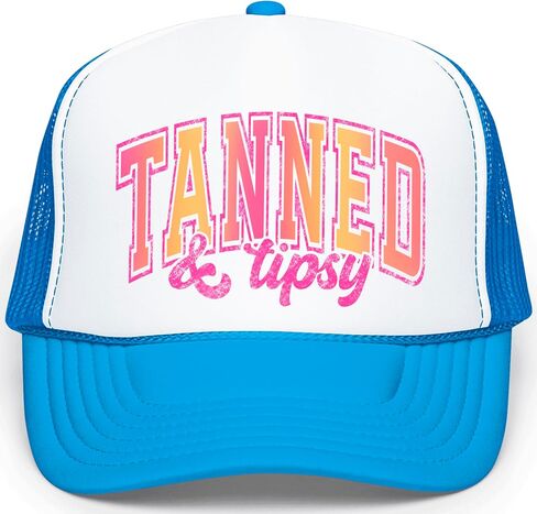 Tan & Tipsy Summer Trucker Hat for Women Foam Front Classic 5 Panel Mesh Snapback in Saudi Arabia