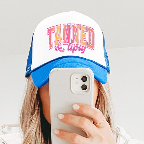 Tan & Tipsy Summer Trucker Hat for Women Foam Front Classic 5 Panel Mesh Snapback in Saudi Arabia