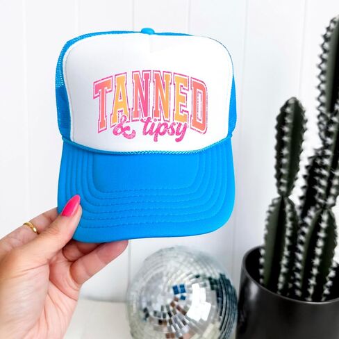 Tan & Tipsy Summer Trucker Hat for Women Foam Front Classic 5 Panel Mesh Snapback in Saudi Arabia