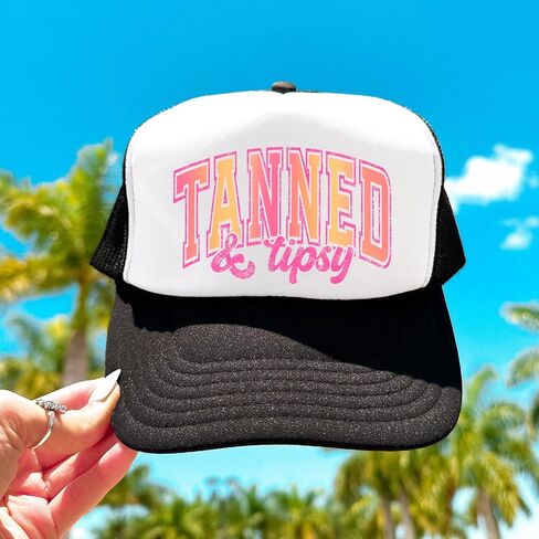 Tan & Tipsy Summer Trucker Hat for Women Foam Front Classic 5 Panel Mesh Snapback in Saudi Arabia