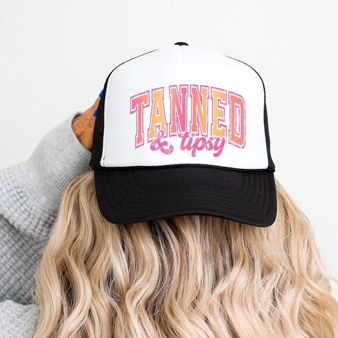 Tan & Tipsy Summer Trucker Hat for Women Foam Front Classic 5 Panel Mesh Snapback in Saudi Arabia
