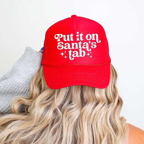 Put it on Santa's Tab Unisex Trucker Hat Funny Christmas Classic 5 Panel Mesh Snap Back in Saudi Arabia