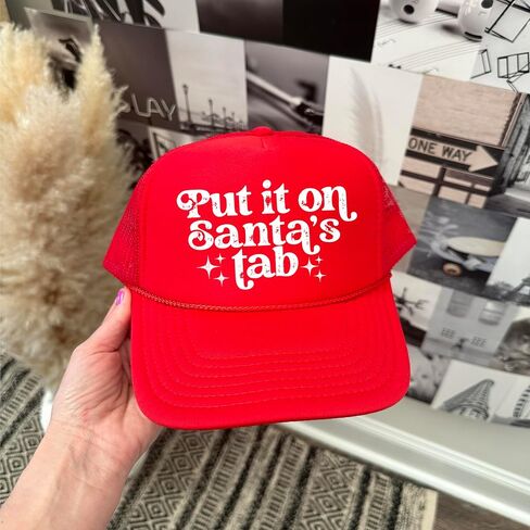 Put it on Santa's Tab Unisex Trucker Hat Funny Christmas Classic 5 Panel Mesh Snap Back in Saudi Arabia