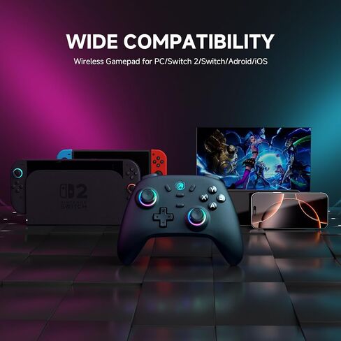 وحدة تحكم التبديل اللاسلكية ECHTPower للتبديل/الكمبيوتر الشخصي/iOS/Android، وحدة تحكم Switch Pro بقدرة 1000 مللي أمبير في الساعة مع ضوء RGB بـ 9 ألوان، وحدات تحكم بلوتوث مع أزرار ماكرو، جيروسكوب 6 محاور، اهتزاز مزدوج، توربو in Kuwait