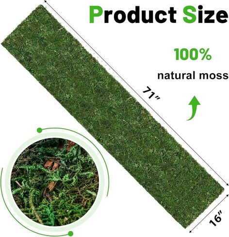 108'' x 16'' Dried Moss Table Runner Green Moss Sheet Roll for Crafts Preserved Moss Mat for Table Decoration Green Moss for Fairy Wedding Party Woodland Garden Decor in Saudi Arabia