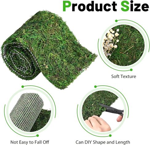 108'' x 16'' Dried Moss Table Runner Green Moss Sheet Roll for Crafts Preserved Moss Mat for Table Decoration Green Moss for Fairy Wedding Party Woodland Garden Decor in Saudi Arabia